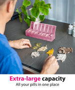 Load image into Gallery viewer, Extra Large Pill Organizer Pink XXL Vitamin Holder for Weekly Supplements Double Sided Pill Box 7 Day with Big AM PM Compartments Huge Daily Medicine Dispenser 2 Times a Day Reliable and Easy to Use