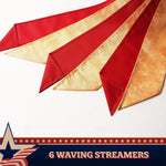 Load image into Gallery viewer, G128 5 Pack: American USA TeaStained Windsock  60 Inch  Embroidered 420D Polyester  Patriotic Decor, Embroidered Design, Indoor/Outdoor, Brass Grommets