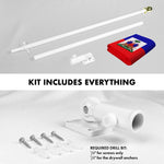 Load image into Gallery viewer, G128 Combo Pack: 5 Ft Tangle Free Spinning Flagpole (White) &amp; Haiti Flag 2.5x4 Ft Embroidered 220GSM Spun Polyester, Brass Grommets (Flag Included) Aluminum Flag Pole