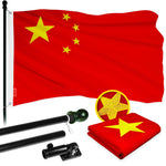 Load image into Gallery viewer, G128  6 Feet Tangle Free Spinning Flagpole (Black) China Flag Brass Grommets Embroidered 3x5 ft (Flag Included) Aluminum Flag Pole