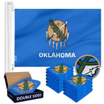 Load image into Gallery viewer, G128 10 Pack: Oklahoma OK State Flag  3x5 Ft  Double ToughWeave Series Double Sided Embroidered 210D Polyester  Embroidered Design, Indoor/Outdoor, Brass Grommets, Heavy Duty, 2ply