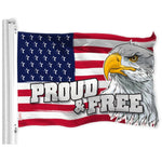 Load image into Gallery viewer, G128 American USA Proud &amp; Free Eagle Flag  3x5 Ft  LiteWeave Pro Series Printed 300D Polyester  Indoor/Outdoor, Vibrant Colors, Brass Grommets, Thicker and More Durable Than 100D Polyester
