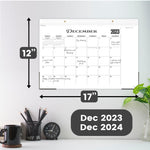 Load image into Gallery viewer, Desk Calendar 2024 17x12 Wall Calendar Thick Paper &amp; Notes Section Runs from December 2023 December 2024 (Black)