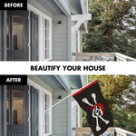 Load image into Gallery viewer, G128 Combo Pack: 5 Ft Tangle Free Aluminum Spinning Flagpole (White) &amp; Pirate Jolly Roger Red Head Scarf Flag 2x3 Ft, ToughWeave Series Embroidered 300D Polyester  Pole with Flag Included