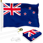 Load image into Gallery viewer, Combo Pack 6 Ft Tangle Free Spinning Flagpole WhiteNew Zealand Flag 3x5 ft