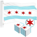 Load image into Gallery viewer, G128 Chicago Flag 2.5x4 Ft 10Pack Embroidered 300D Embroidered Stars, Sewn Stripes, Brass Grommets, Indoor/Outdoor, Vibrant Colors, Quality Polyester