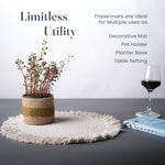 Load image into Gallery viewer, The Fine Living Co. Braided Cotton Placemats (Set of 6 15 Inches) with 6 Free Coasters Washable Anti Slip Heat Resistant Mats Boho Woven Round Table Mats for House Decor Kitchen and Dining
