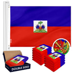 Load image into Gallery viewer, G128 10 PACK: Haiti Haitian Flag 3x5 Ft Double Sided Embroidered 210D Indoor/Outdoor, Brass Grommets, Heavy Duty Polyester