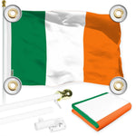 Load image into Gallery viewer, G128 Combo Pack: 6 Ft Tangle Free Aluminum Spinning Flagpole (White) &amp; Ireland Irish Flag 3x5 Ft, LiteWeave Pro Series Printed 150D Polyester, 4 Corner Brass Grommets  Pole with Flag Included