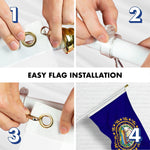 Load image into Gallery viewer, G128 Combo Pack: 6 Ft Tangle Free Spinning Flagpole (White) &amp; New Hampshire Flag 3x5 Ft Printed 150D Polyester, Brass Grommets (Flag Included) Aluminum Flag Pole