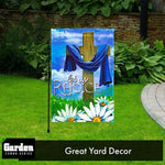 Load image into Gallery viewer, G128 Combo Pack: Garden Flag Stand Black 36x16 Inch &amp; Garden Flag Let Us Rejoice Easter Cross 12x18 Inch