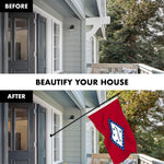 Load image into Gallery viewer, G128 Combo Pack: 6 Ft Tangle Free Aluminum Spinning Flagpole (Black) &amp; Arkansas AR State Flag 3x5 Ft, Double ToughWeave Series Double Sided Embroidered 210D Polyester  Pole with Flag Included