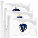 Load image into Gallery viewer, G128 3 Pack: Massachusetts MA State Flag  3x5 Ft  LiteWeave Pro Series Printed 150D Polyester  Indoor/Outdoor, Vibrant Colors, Brass Grommets, Thicker and More Durable Than 100D 75D Polyester