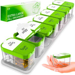 Load image into Gallery viewer, Extra Large Pill Organizer Green White 2 Times A Day Big Pill Box 7 Day Am Pm