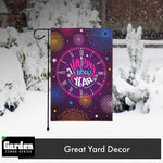 Load image into Gallery viewer, G128 Combo Pack: Garden Flag Stand Black 36x16 Inch &amp; Garden Flag Happy New Year Midnight Clock 12x18 Inch
