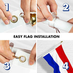 Load image into Gallery viewer, G128 Combo Pack: 6 Feet Tangle Free Spinning Flagpole (White) Netherlands Dutch Flag 3x5 ft Printed 150D Brass Grommets (Flag Included) Aluminum Flag Pole