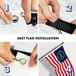 Load image into Gallery viewer, G128 Combo Pack: 6 Ft Tangle Free Aluminum Spinning Flagpole (Black) &amp; Betsy Ross 1776 Flag 3x5 Ft, LiteWeave Pro Series Printed 150D Polyester  Pole with Flag Included
