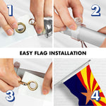Load image into Gallery viewer, G128 Combo Pack: 6 Ft Tangle Free Aluminum Spinning Flagpole (Silver) &amp; Arizona AZ State Flag 3x5 Ft, ToughWeave Series Embroidered 300D Polyester  Pole with Flag Included