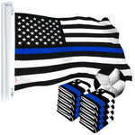 Load image into Gallery viewer, G128 Thin Blue Line Flag 4x6 FT 10Pack Embroidered Heavy Duty 220GSM Tough Spun Polyester U.S. American Flag Brass Grommets Honoring Men and Women of Law Enforcement Black White and Blue US Flag