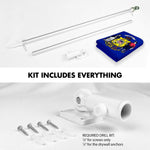 Load image into Gallery viewer, G128 Combo Pack: 6 Ft Tangle Free Aluminum Spinning Flagpole (Silver) &amp; Wisconsin WI State Flag 3x5 Ft, LiteWeave Pro Series Printed 300D Polyester  Pole with Flag Included