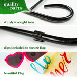 Load image into Gallery viewer, G128 Combo Pack: Garden Flag Stand Black 36 in x 16 in &amp; Garden Flag Summer Decoration Peace Sign Flamingo 12x18 DoubleSided Blockout Fabric