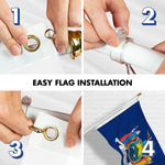 Load image into Gallery viewer, G128 Combo Pack: 6 Ft Tangle Free Aluminum Spinning Flagpole (White) &amp; New York NY State Flag 3x5 Ft, LiteWeave Pro Series Printed 300D Polyester  Pole with Flag Included