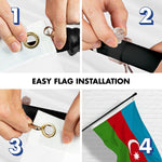 Load image into Gallery viewer, G128 Combo Pack: 6 Ft Tangle Free Aluminum Spinning Flagpole (Black) &amp; Azerbaijan Azerbaijanis Azeris Flag  3x5 Ft LiteWeave Pro Series Printed 150D Polyester  Pole with Flag Included