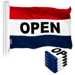 Load image into Gallery viewer, G128 5 Pack: Open Flag  4x6 Ft  LiteWeave Pro Series Printed 150D Poly  Commercial Business Flag, Indoor/Outdoor, Vibrant Colors, Brass Grommets, Thicker and More Durable Than 100D 75D Polyester