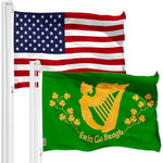 Load image into Gallery viewer, G128 Combo Pack: American USA Flag 3x5 Ft &amp; Erin Go Bragh Flag 3x5 Ft, Both Printed 150D Polyester, Indoor/Outdoor, Brass Grommets