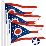 Load image into Gallery viewer, G128 3 Pack: Ohio OH State Flag  2x3 Ft  ToughWeave Series Embroidered 300D Polyester  Embroidered Design, Indoor/Outdoor, Brass Grommets