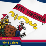 Load image into Gallery viewer, G128 West Virginia WV State Flag  3x5 Ft  LiteWeave Pro Series Printed 150D Polyester  Indoor/Outdoor, Vibrant Colors, Brass Grommets, Thicker and More Durable Than 100D 75D Polyester