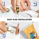 Load image into Gallery viewer, G128  6 Feet Tangle Free Spinning Flagpole (White) New Jersey Double Sided Brass Grommets Embroidered 3x5 ft (Flag Included) Aluminum Flag Pole
