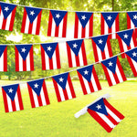 Load image into Gallery viewer, G128 Puerto Rico PR Bunting Banner  Flag 8.2 x 5.5 Inch, Full String 33 Feet  Printed 150D Polyester, Decorations For Bar, School, Festival Events Celebration