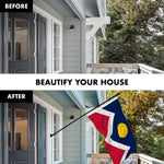 Load image into Gallery viewer, G128 Combo Pack: 6 Feet Tangle Free Spinning Flagpole (Black) Denver City Flag 3x5 ft Printed 150D Brass Grommets (Flag Included) Aluminum Flag Pole