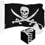 Load image into Gallery viewer, G128 5 Pack: Pirate Jolly Roger Swords Flag  20x30 In  ToughWeave Series Embroidered 300D Polyester  Novelty Flag, Embroidered Design, Indoor/Outdoor, Brass Grommets