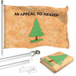 Load image into Gallery viewer, G128 Combo Pack: 6 Ft Tangle Free Aluminum Spinning Flagpole (Silver) &amp; An Appeal to Heaven TeaStained Flag 3x5 Ft, LiteWeave Pro Series Printed 300D Polyester  Pole with Flag Included