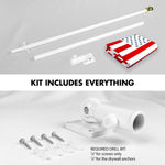 Load image into Gallery viewer, G128 Combo Pack: 6 Ft Tangle Free Aluminum Spinning Flagpole (White) &amp; Civil Peace USA Flag 3x5 Ft, LiteWeave Pro Series Printed 150D Polyester  Pole with Flag Included