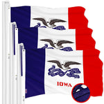 Load image into Gallery viewer, G128 3 Pack: Iowa IA Deluxe State Flag  3x5 Ft  ToughWeave Series Embroidered 300D Polyester  Embroidered Design, Indoor/Outdoor, Vibrant Colors, Brass Grommets