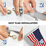 Load image into Gallery viewer, G128 Combo Pack: 5 Ft Tangle Free Aluminum Spinning Flagpole (Silver) &amp; American USA Flag 2x3 Ft, LiteWeave Pro Series Printed 150D Polyester  Pole with Flag Included