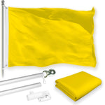 Load image into Gallery viewer, G128 Combo Pack: 6 Feet Tangle Free Spinning Flagpole (Silver) Solid Yellow Flag 3x5 ft Printed 150D Brass Grommets (Flag Included) Aluminum Flag Pole