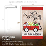 Load image into Gallery viewer, G128 Combo Pack: Garden Flag Stand Black 36 in x 16 in &amp; Garden Flag Winter Decoration Warm and Fuzzy Holiday Wishes Wagon with Gifts 12x18 DoubleSided Burlap Fabric