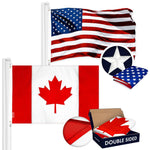 Load image into Gallery viewer, G128 Combo Pack: USA American Flag &amp; Canada Canadian Flag 4x6 FT Double Sided Embroidered Indoor/Outdoor, Vibrant Colors, Brass Grommets, Quality Polyester