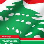 Load image into Gallery viewer, G128 2 Pack: Lebanon Lebanese Flag  3x5 Ft  Printed 150D Polyester  Indoor/Outdoor, Vibrant Colors, Brass Grommets, Quality Polyester, Much Thicker More Durable Than 100D 75D Polyester