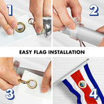 Load image into Gallery viewer, G128 Combo Pack: 6 Ft Tangle Free Aluminum Spinning Flagpole (Silver) &amp; Costa Rica Costa Rican Flag 3x5 Ft, ToughWeave Series Embroidered 300D Polyester  Pole with Flag Included