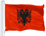 Load image into Gallery viewer, G128 Albania (Albanian) Flag  3x5 feet  Printed 150D Indoor/Outdoor, Vibrant Colors, Brass Grommets, Quality Polyester, Much Thicker More Durable Than 100D 75D Polyester