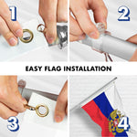 Load image into Gallery viewer, G128 Combo Pack: 6 Ft Tangle Free Aluminum Spinning Flagpole (Silver) &amp; Russia Russian Ensign Flag 3x5 Ft, LiteWeave Pro Series Printed 150D Polyester  Pole with Flag Included