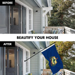 Load image into Gallery viewer, G128 Combo Pack: 6 Ft Tangle Free Aluminum Spinning Flagpole (Black) &amp; Vermont VT State Flag 3x5 Ft, LiteWeave Pro Series Printed 300D Polyester  Pole with Flag Included