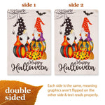 Load image into Gallery viewer, G128 Garden Flag Happy Halloween Two Witchy Gnomes 12x18 Blockout Fabric