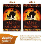 Load image into Gallery viewer, G128 Garden Flag Happy Halloween Black Cat and Ghosts  12x18 Inch  Printed Blockout Polyester  Halloween Fall Decoration