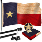 Load image into Gallery viewer, G128 Combo Pack: 6 Ft Tangle Free Aluminum Spinning Flagpole (Black) &amp; Texas TeaStained Flag 3x5 Ft, ToughWeave Pro Series Embroidered 420D Polyester  Pole with Flag Included